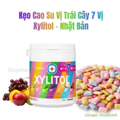 Kẹo Cao Su Xylitol Lotte Nhật Bản | Hũ 7 Vị Trái Cây, Không Đường, Thơm Mát, Bảo Vệ Răng Miệng Cả Gia Đình
