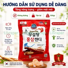 Kẹo Sâm Không Đường Hàn Quốc 500g Hỗ Trợ Giảm Mệt Mỏi Căng Thẳng Dành Cho Nhân Viên Văn Phòng