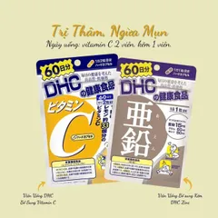 Combo Vitamin C DHC Và Viên Uống Kẽm DHC Nhật Bản 60 Ngày Giúp Sáng Da Giảm Mụn Mờ Thâm