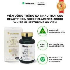 Viên Uống Trắng Da Dr Natural Beauty Skin Sheep Placenta 30000 - Hỗ Trợ Sáng Da, Chứa Glutathione, Collagen, 60 Viên