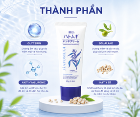 (Nhật Bản) Kem Dưỡng Da Tay Hatomugi Chiết Xuất Ý Dĩ Chính Hãng Hỗ Trợ Dưỡng Ẩm, Làm Mềm Da, Giảm Khô Ráp