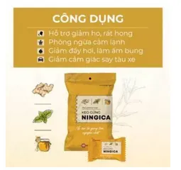 Kẹo gừng Ningica Nam Dược giảm say xe, huyết áp thấp, nhiễm lạnh (Gói 10 viên)