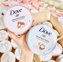 Tẩy Tế Bào Chết Body Dove Bản Đức 225ml - Kem Tẩy Da Chết Toàn Thân Dove Macca / Lựu Đỏ Dưỡng Sáng Mịn Da