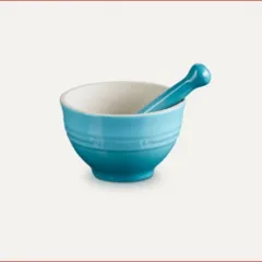 Set chày cối mini Lecreuset màu xanh Blue Caribe 11,5cm