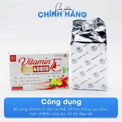 Viên uống Vitamin E đỏ 400IU bổ sung chất chống oxy hóa hạn chế lão hóa da, giảm khô da, nhăn da - Hộp 30 viên