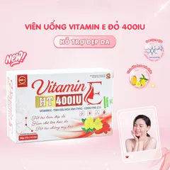 Viên uống Vitamin E đỏ 400IU bổ sung chất chống oxy hóa hạn chế lão hóa da, giảm khô da, nhăn da - Hộp 30 viên