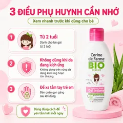 Gel Vệ Sinh Bé Gái Corine de Farme BIO Organic 125 ml Dịu Nhẹ Không Hương Liệu Cho Bé Từ 2 Tuổi Pháp