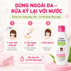 Gel Vệ Sinh Bé Gái Corine de Farme BIO Organic 125 ml Dịu Nhẹ Không Hương Liệu Cho Bé Từ 2 Tuổi Pháp