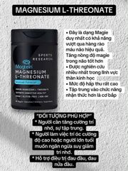 Viên uống hỗ trợ não bộ Sports Research Magtein Magnesium L-Threonate loại 135 viên