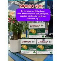 1 hộp GINKGO Q10 hỗ trợ giảm các triệuu chứngg đau đầu,rối loạn tiền đình chóng mặt,suy giảm trí nhớ,kém tập trung,Tê bì chântay