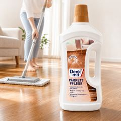 Nước lau sàn gỗ Denkmit 1L Parkettpflege Đức làm sạch chăm sóc sàn gỗ sáng bóng bền lâu