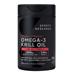 Viên Uống Krill Oil Omega 3 Sports Research - Hỗ trợ chức năng gan và tim mạch giúp ổn định xương khớp, hàng chuẩn Mỹ
