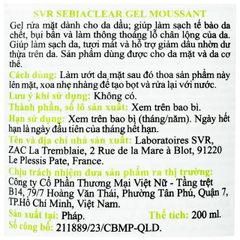 Gel rửa mặt không xà phòng cho da dầu SVR Sebiaclear Moussant 200ml