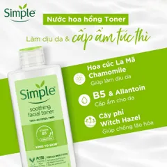 Nước Hoa Hồng Simple Dưỡng Ẩm Cân Bằng Da 200ml Kind to Skin Soothing Facial Toner [hàng nhập khẩu]