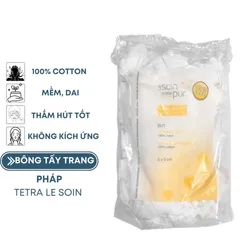Bông Tẩy Trang Hữu Cơ Pháp Tetra - Túi 600 Miếng Cotton Mềm Mại, Lành Tính Cho Da Nhạy Cảm, Tiết Kiệm Lâu Dài