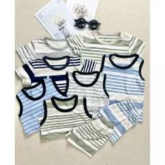 -COMBO 3 BỘ thun co giãn mặc nhà dành cho bé trai và bé gái từ 8-18kg