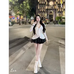 Set bèo tay dài phối chân váy ngắn siêu hot