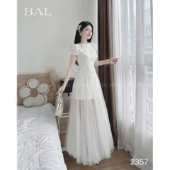 Đầm ren dáng dài phối lưới có mút ngực