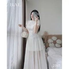 Đầm ren dáng dài phối lưới có mút ngực