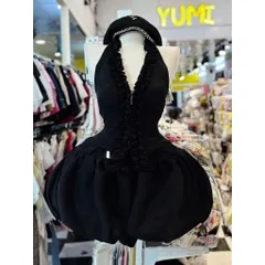 Set yếm cổ bèo khoá kéo tùng bí nhún bồng bềnh