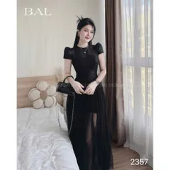 Đầm ren dáng dài phối lưới có mút ngực