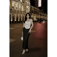 Set áo ren corset phối váy lụa dài thanh lịch quyến rũ