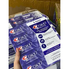 ( MẪU MỚI 147GR )  KEM ĐÁNH RĂNG CREST 3D WHITE ADVANCED TRIPLE WHITENING   NỘI ĐỊA MỸ
