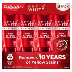 Lốc 4 HSD  6 - 7 /2025  Kem đánh răng Colgate Optic White Renewal 116g *4 nội địa Mỹ
