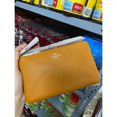 [ Ảnh thật ] VÍ NỮ COACH 6644 Double Zip Wallet BUTTERSCOTCH CHÍNH HÃNG