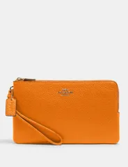 [ Ảnh thật ] VÍ NỮ COACH 6644 Double Zip Wallet BUTTERSCOTCH CHÍNH HÃNG