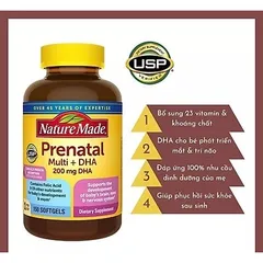 [ MẪU MỚI 2024 ] 150 Viên Uống Dinh Dưỡng Nature Made Prenatal DHA cho bà bầu  NỘI ĐỊA MỸ