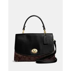 Túi xách da nữ COACH Tilly Top Handle Satchel With Signature Canvas F76620 IM/BROWN/BLACK CHÍNH HÃNG MỸ