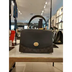 Túi xách da nữ COACH Tilly Top Handle Satchel With Signature Canvas F76620 IM/BROWN/BLACK CHÍNH HÃNG MỸ