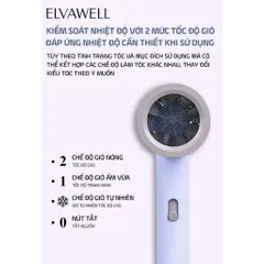 sản phẩm máy sấy tóc của Elvawell được biết đến với công suất lớn và nhiều chế độ sấy.