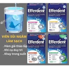Efferdent Fresh & Clean Viên sủi làm sạch và vệ sinh hàm giả răng  hàm tháo lắp, khay chỉnh nha 126 viên MỸ