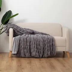 [Chính hãng] [ COSTCO USA ] [ Mền lông cừu ]  Bershire Textured Faux Fur Throw - Nâu 60”mx70” 152CM x 178CM