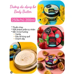 Bơ dưỡng ẩm Cosmepick Body Butter là dòng dưỡng thể thuần chay cấp ẩm sâu cho da rất khô 250ml