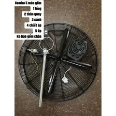 combo(5món) lồng,cánh,thân quay,ốp,chiết áp cho quạt công nghiệp đường kính lồng 80cm trục 12mm không mô tơ