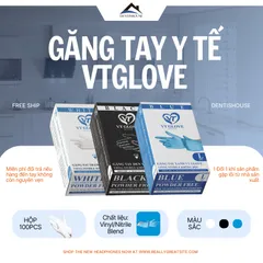 Hộp 100 chiếc Găng Tay Cao Su Y Tế VT Glove Không Bột – Găng Tay Nitrile Đa Dụng Spa, Nail, Chế Biến Thực Phẩm.