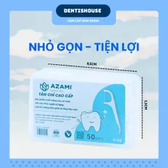 Tăm Chỉ Nha Khoa AZAMI hộp nhỏ tiện lợi 50pcs sợi PTFE cao cấp, Siêu mảnh không sơ dành cho răng khít và nướu nhạy cảm.