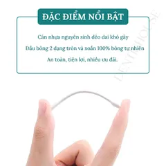 [ Hàng Việt Nam ]  Hộp 200 cái Tăm bông 2 đầu MOMI, Tăm bông thân nhựa kháng khuẩn ngoáy mũi ngoáy tai cho cả gia đình.