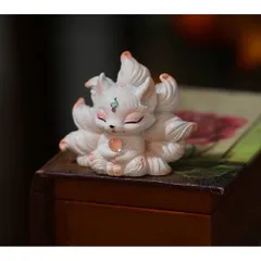 Tượng Hồ Ly 9 Đuôi Thiền Ôm Quả Cầu Phong Thủy – Trang Trí Bàn Làm Việc, Góc Học Tập 🌸 resin cap cấp kích thước 8,5 cm