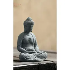Tượng Thích Ca Mâu Ni ngồi thiền đá sa thạch trang trí tiểu cảnh,bể cá, deco phòng