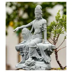 Tượng Quan Âm đá sa thạch cao 14,5 cm _ Deco phong thuỷ