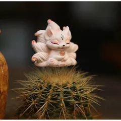 Tượng Hồ Ly 9 Đuôi Thiền Ôm Quả Cầu Phong Thủy – Trang Trí Bàn Làm Việc, Góc Học Tập 🌸 resin cap cấp kích thước 8,5 cm