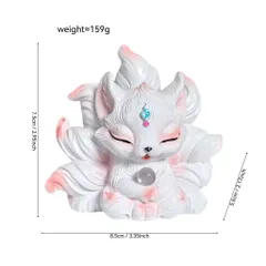 Tượng Hồ Ly 9 Đuôi Thiền Ôm Quả Cầu Phong Thủy – Trang Trí Bàn Làm Việc, Góc Học Tập 🌸 resin cap cấp kích thước 8,5 cm
