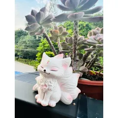 Tượng hồ ly chín đuôi chất liệu resin cao cấp cao 10cm trang trí tiểu cảnh,deco phòng…