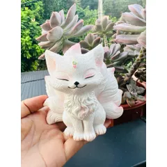 Tượng hồ ly chín đuôi chất liệu resin cao cấp cao 10cm trang trí tiểu cảnh,deco phòng…