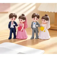 Mô hình cặp đôi cô dâu chú dể deco tiểu cảnh,bàn học,bàn làm việc,ô tô bằng nhựa cao cấp kích thước 6*3 cm