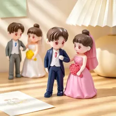 Mô hình cặp đôi cô dâu chú dể deco tiểu cảnh,bàn học,bàn làm việc,ô tô bằng nhựa cao cấp kích thước 6*3 cm